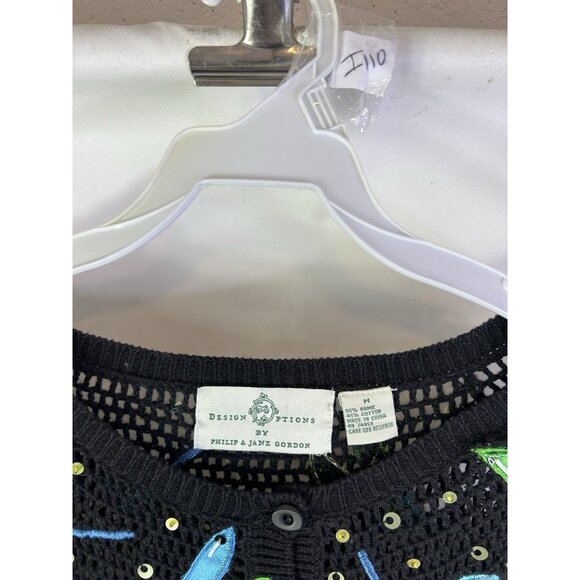 Vintage 90s Design Options Whimsy Cardigan Sweater Dragonfly Embellished - Picture 5 of 7